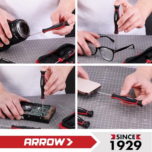 ARROW 5-Piece Precision Screwdriver Set with Pouch, Phillips, Slotted