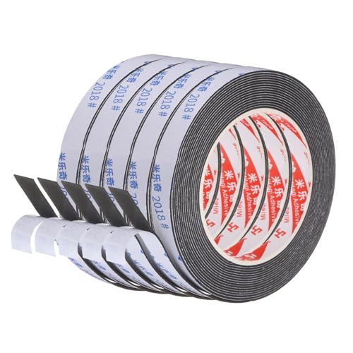 PATIKIL 5Roll Sponge Rubber Foam Tape, 5/8" W x 5/64" t x 16.4ft l Self-Adhesive Foam Insulation Tape Weather Stripping for Window Door Soundproofing Weatherstrip AC Seal Strip, Black - size: 5/8" x 5/64" x 16.4ft