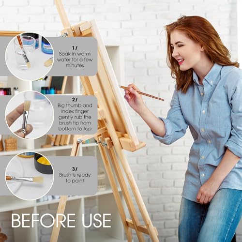 DUGATO Hog Hair Flat Paint Brush Set, 10-Piece Short Handle Brushes - color: Brown - 10pcs Flat