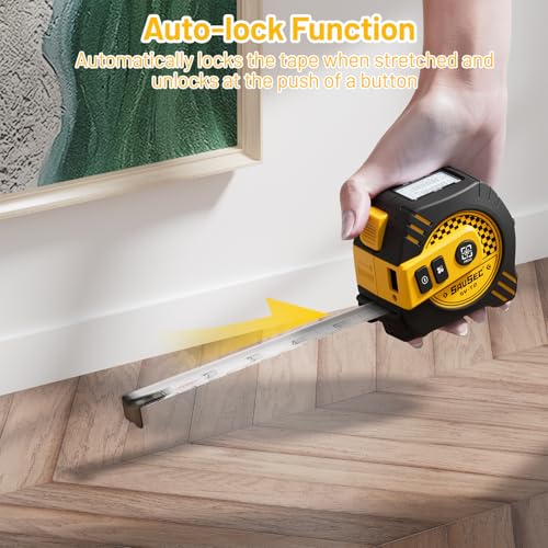 Laser Tape Measure 2-in-1, 132Ft Laser Measurement Tool & 16Ft Measuring Tape, Digital Laser Tape Measure, Self-Locking