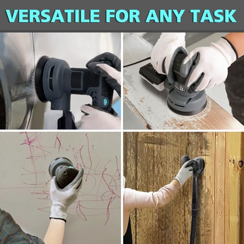 5-Inch Random Orbital Sander, 3Amp Electric Palm Sander with 6-Speed Control, Dust Collector & 16 Sandpapers for Woodworking, Sanding and Polishing Wood/Metal Surfaces