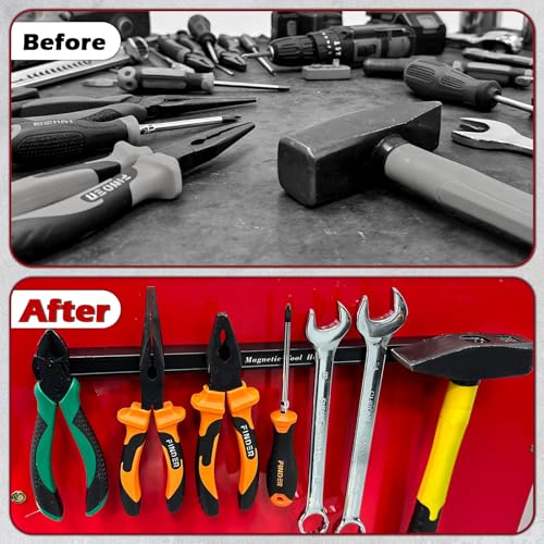 Double Sided Magnetic Tool Holder, 17 Inch Heavy Duty Magnet Bar Strip with Extra Strong Magnets, Magnetic Tool Organizer for Garage, Warehouse, Workshop, Tool, Industrial (1 Pack)