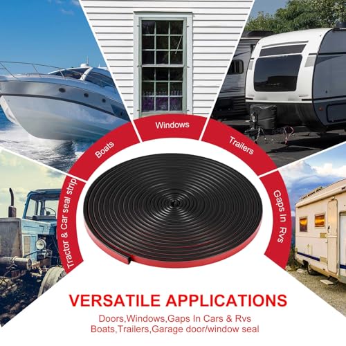 Pangda 35ft Foam Rubber D Shape Seal Strip 0.75" W x 0.38" H Self Adhesive EPDM Rubber Weather Stripping RV Slide Out Seal Heavy Duty Automotive Weather Stripping for Car Truck RV Boat Home - size: 35ft, style: 0.75" W X 0.38" H
