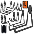 HUHOLE 14PC Garage Hooks Heavy Duty, Utility Garage Storage Hooks, Wall Mount Garage Hooks with Anti-Slip Coating for Hanging Ropes, Bikes, Ladders and Bulk Items. - style: Garage Hook Kit 14 PC