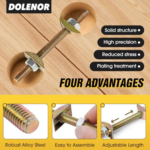 10 PCS Dolenor Countertop Joint Connectors,Counter Top Fasteners Bolt,Butcher Block Fasteners Draw Bolts,Miter Bolts Connector Hardware for Bed Frame|Furniture|Table