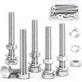 5 Sets 5/16-18 x 3" Stainless Steel Hex Head Screws Bolts, Nuts, Flat & Lock Washers,18-8(304) Full Thread - color: Silver, size: 3/8-16 × 3"（5 Sets）