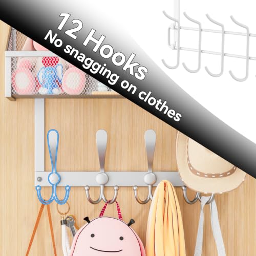 Kaiferty Over The Door Hooks Organizer, Coat Rack Over The Door Storage Hanger Towel Rack, Back of Door Storage Organizer for Bathroom,Bedroom,Kitchen,Office (Silver, 2-Tier) - color: Silver, size: 2-Tier