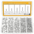215 Pieces #4 x 3/8" 1/2" 5/8" 3/4" 1" Wood Screws Set, Phillips Pan Head #4 Self-Tapping Screws Assortment Kit, 304 Stainless Steel - size: #4, style: Phillips Pan Head