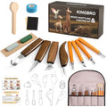 KINGBRO 20 PCS Wood Carving Kit for Beginners, Whittling Kit for Beginner and Kids, Wood Carving Tools with Safety Protection. 8 pcs Whittling Knife Wood Carving Set with 2 pcs Custom Sticker