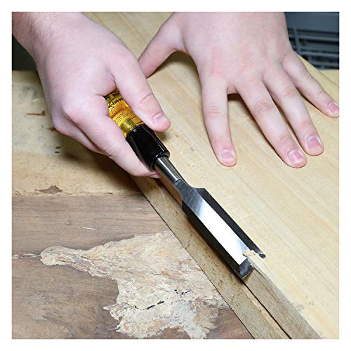 Buck Brothers 120102BC 3/8" Wood Chisel Made in USA, For Paring and Finishing Cuts in Carpentry and Woodworking, Tempered Tool Steel Blade, Mallet-Safe Handle - size: 3/8"