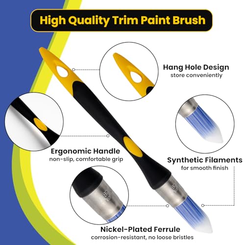 Trim Paint Brush, 0.7 Inch, 3 Pack, Small Round Paint Brushes - size: 0.7 Inch Round, 3 Pack