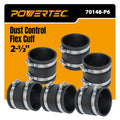 POWERTEC 70148-P6 2-1/2 Inch Dust Control Flex Cuff with Steel Hose Clamps, Hose Connector Rubber Cuff Coupler for Woodworking Dust Collection Fittings, Dust Collector Accessories & Machinery, 6 PK - size: 2-1/2", 6PK