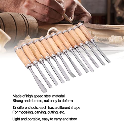 Wood Turning Chisel Set, 12Pcs x 8in/20cm HSS Blades