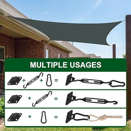 YOFIT Shade Sail Hardware Kit 6 Inch Stainless Steel Turnbuckles for Sun Shade Sail Outdoor Patio Canopy Installation Accessories for Triangle Rectangle Shade, 40 Pcs, Black - size: 6 inch 40 pcs-Black