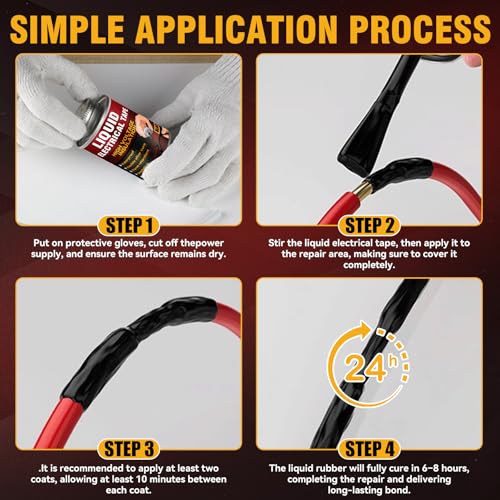 Liquid Electrical Tape, Black Waterproof Insulating Coating for Cables