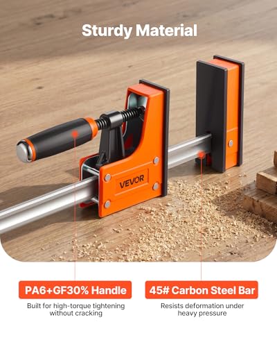 VEVOR Bar Clamps for Woodworking, 4-Pack, 36" Opening F Clamps, 1500 lbs Load Limit, Clamp/Spreader 2 Modes, Soft Rubber Pads, Ergonomic Handle, Carbon Steel Bar, for Wood Working and Metal Working - size: 36"(4 Pack), style: Heavy-Duty