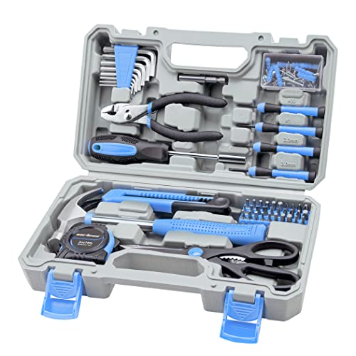 CARTMAN Complete Household Tool Set, Blue Hand Kit With Storage Case - color: Light Blue