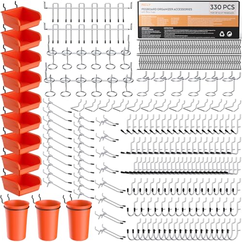 INCLY 330PCS Upgraded Pegboard Accessories Organizer Kit with Bins & Cups - size: 330 pCS