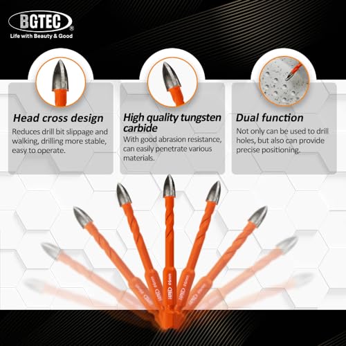 BGTEC Dry Diamond Drill Bit Set 5PCS 1/4" Tile Hole Saw & Carbide Bits - size: Set 1