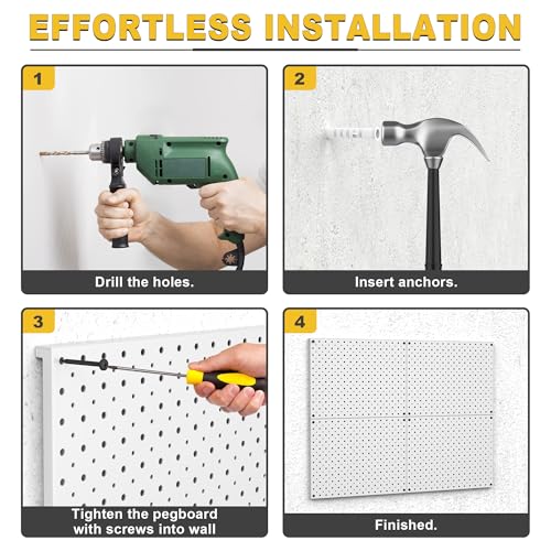 Ultrawall Metal Pegboard Panels, Pegboard Wall Organizer, Gray Peg Boards - color: Gray, size: 16x12"- 4 Pcs