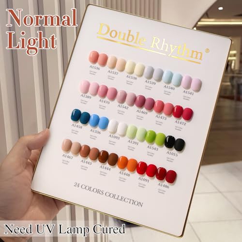 Double Rhythm 28Pcs 0.5Oz Gel Nail Polish Set Same Color Same Bottle Gel Polish Kit Nail Art Manicure Salon DIY at Home for Women (White Pink Collection-T24-2) - color: Burgundy Blue Green