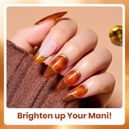 Beetles Fall Gel Polish Set with Blooming Gel, Amber Tortoise Marble Effect - color: A - Amber Brown | Amber Attraction