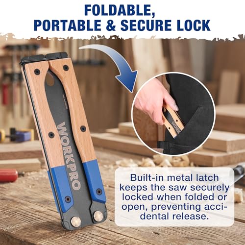 WORKPRO 6'' Folding Japanese Hand Saw, Double-Edged Pull Saw with 11&17 TPI - size: 6'' - Foldable