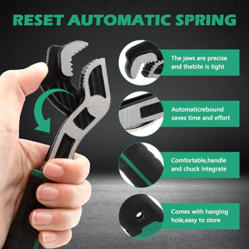 2PC Adjustable Wrench, Multi-function Wrench With Non-Slip Handle Self-Adjusting Spanner Power Grip Pipe Wrenc-h 12mm-20mm Nuts, Pipes for Car, Bicycle & Plumbing Repairs