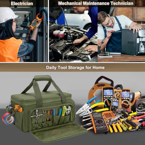 Rexmica 14-Inch Tool Bag Tool Storage Organizer Tactical Range Bag, Green - color: Green
