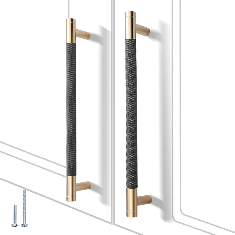 12 Pack 7 1/2 Inch 192 mm Knurled Cabinet Handles Cabinet Pulls Aluminum Handles Pulls Gold and Grey Oxidation Finish with Diamond Pattern 8.6" Length (7.5" Hole Center) - color: Gold and Grey, size: 7 1/2 Inch