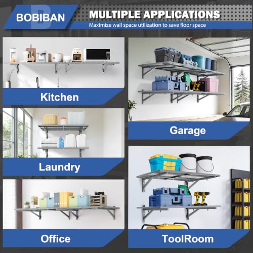 2 Pack Garage Wall Shelving Heavy Duty 2x3ft, Gray - color: Grey, size: 2X3ft-2pack