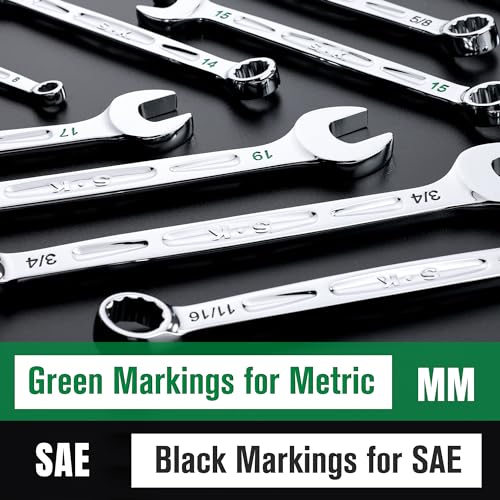 SK Combination Wrench Set, SAE 5/16'' to 3/4'', 11-Piece, CR-V Steel - size: SAE