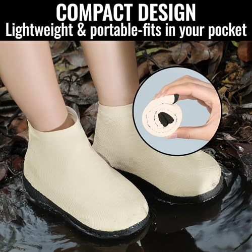 Rain Shoe Covers Waterproof Reusable Galoshes Overshoes - color: Milk White, size: XX-Large