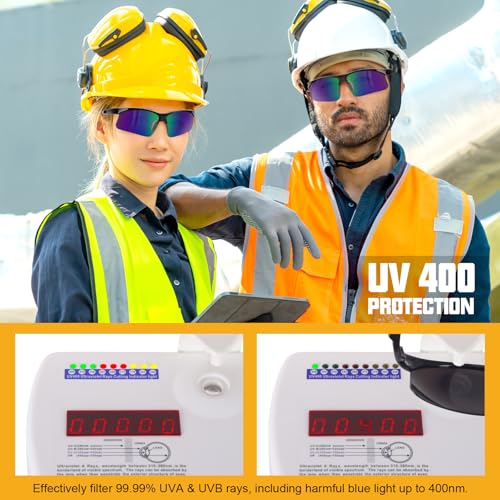 OXG Safety Glasses with Adjustable Straps, ANSI Z87.1 Protective Eyewear, UV400 Anti-Scratch Work Glasses for Men Women
