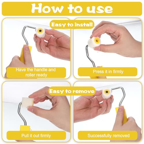 Mini Paint Roller Set 4/5 inch Small Paint Rollers for Touch Up Trim Edge and Corner Professional Extra Small Paints Wool Brushes with 1 Handle and 4 Rollers Tiny Painting Tool