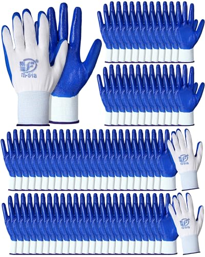Potchen 72 Pairs Garden Work Gloves Bulk Pack for Men and Women - color: Blue