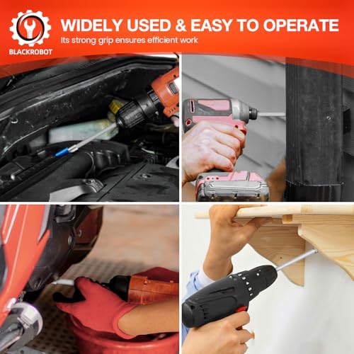 BLACKROBOT 2-Piece Magnetic Quick Change Impact Bit Holder, 6-Inch Long Drill Bit Extension for 1/4" Hex Drives, Ideal for Screwdriver Bits, Nuts, Drills and Socket Driver Adapters - size: 6 inch