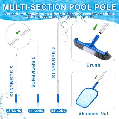Potchen 3 Pcs Pool Cleaning Kit with Hand Skimmer Net, 17.5" Brush - style: 17.5" Brush