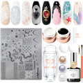 modelones 16Pcs Nail Stamping Kit French Tip Stamper Lace Nail Stamp Plate - color: A1 Romantic Lace
