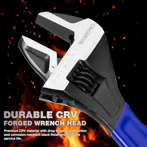 WORKPRO 3 PCS Adjustable Wrench Set, 6", 8" & 10" Wide Jaw Wrenches - color: Blue, size: 6-Inch & 8-Inch & 10-Inch