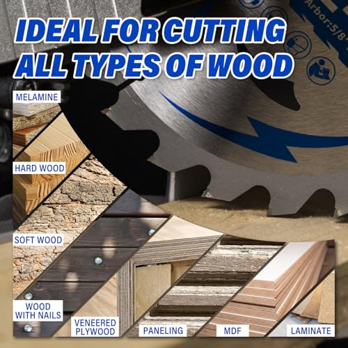 6-1/2 Circular Saw Blade 24T&60T for Wood Cutting 5/8" Arbor - size: 6-1/2 In 24&60T(2PCS)