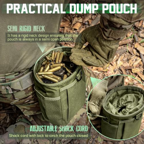 LIVANS Tactical Molle Dump Pouch, Magazine Drop Pouch Drastring Ammo Bag - color: Army Green - 2 Packs