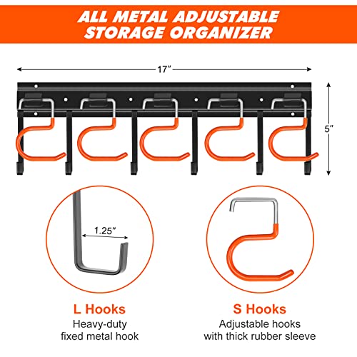 TVKB 34'' All Metal Garden Tool Organizer Wall Mount Garage Organizers and Storage with Hooks Tool Hangers for Shed - size: 34inch(17"x2pack)