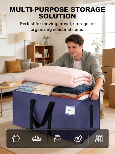 HOMESURE Supports 200lbs Heavy Duty Moving Bags - Strong Zipper & Wrap-Around Handles - Water-Resistant Storage Totes, Durable Alternative to Moving Boxes - 8 Pack - Blue - color: Blue