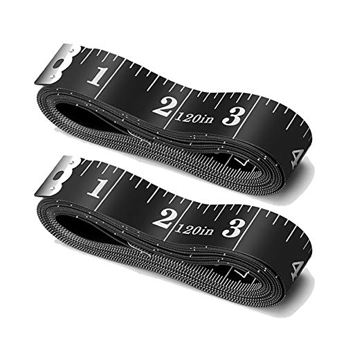 Tape Measure Body Measuring Tape, 120 Inch Soft Fabric Measuring Tape for Sewing Cloth Measurement, Double Scale Tailor Ruler for Weight Loss Medical Measurement Nursing Craft(2 Pack/Black) - color: Black