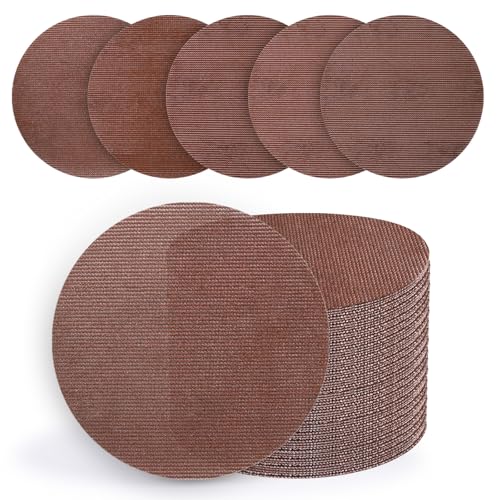 50 Pcs 6 Inch Mesh Sanding Disc Assortment for Random Orbital Sander | 80 120 180 240 320 Grit, Dust Free & Anti-Clogging Hook & Loop Round Sandpaper for Woodworking, Furniture & Metal - style: 6 Inch