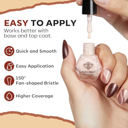 modelones Nail Polish Set, 6 Colors Nude Brown Maroon Nail Lacquer Kit - color: C2 Orange Brown