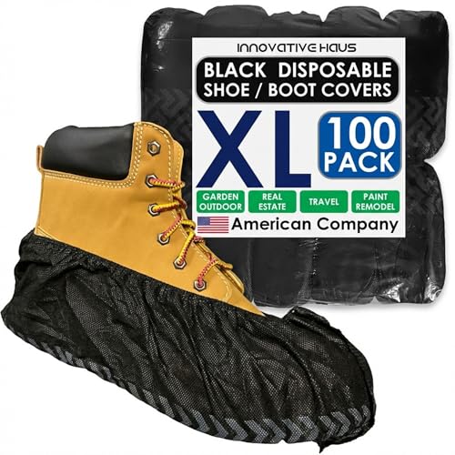 Innovative Haus Black Disposable Shoe Covers Non Slip Booties, XL, 100 Pack - style: 100 Pack