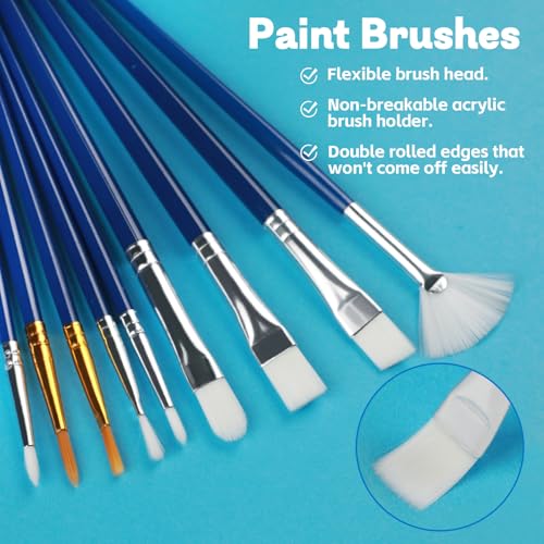 Halobios Paint Brushes Set, 20 Different‑Size Acrylic Paint Brushes for Nail Art, Face Art, Crafts, Rock Painting & School Projects - size: 20PCS