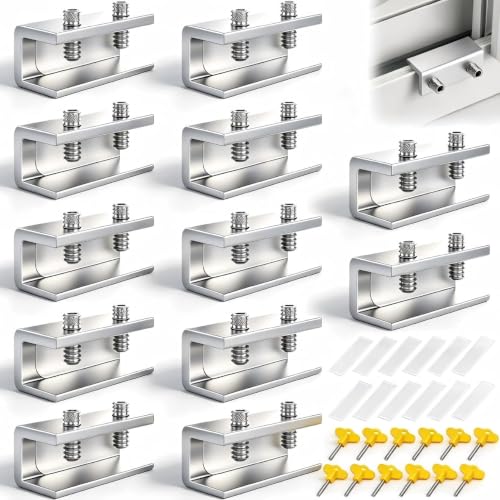 Window Locks,12Pack Bulk Sliding Security Window Lock with Key Silver - size: 12Pack